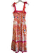 Jade Size M Orange & Pink Polyester Tie Strap Abstract Square Neck Dress Orange & Pink / M