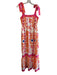 Jade Size M Orange & Pink Polyester Tie Strap Abstract Square Neck Dress Orange & Pink / M