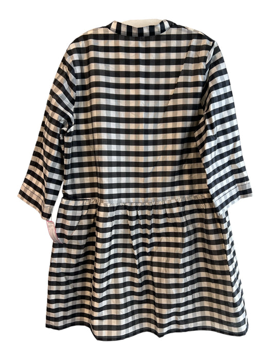 Tuckernuck Size L Black & White Rayon Blend 3/4 Sleeve Checkered Dress Black & White / L