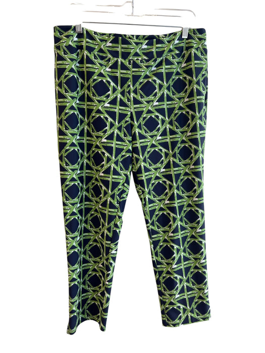 Jude Connally Size L Green & Blue Nylon High Rise Abstract Print Tapered Pants Green & Blue / L