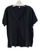 Evereve Size XL Black Pima Cotton Short Sleeve V Neck Solid Color T Shirt Top Black / XL
