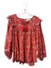 Cleobella Size XL Red & Multi Organic Cotton Keyhole Back Blouson Sleeves Top Red & Multi / XL