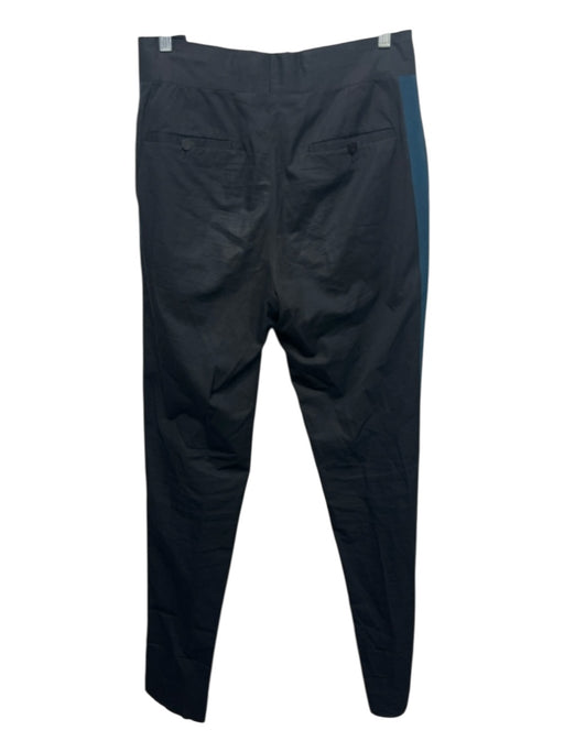 Lanvin Size 46 Black & Blue Cotton Side Stripe Zip Fly Pants Black & Blue / 46