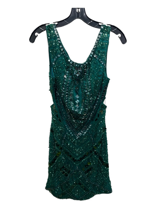 Jovani Size 8 Green Polyester Sleeveless Fully Sequined Beaded Knee length Dress Green / 8