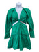 A.L.C. Size 12 Green Cotton Back Zip Long Puff Sleeve Cutout Hi Lo Dress Green / 12