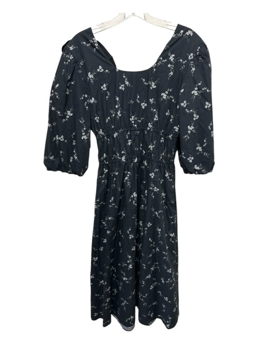 G. Label by Goop Size 2 Black & White Cotton Short Bubble Sleeve Floral Dress Black & White / 2