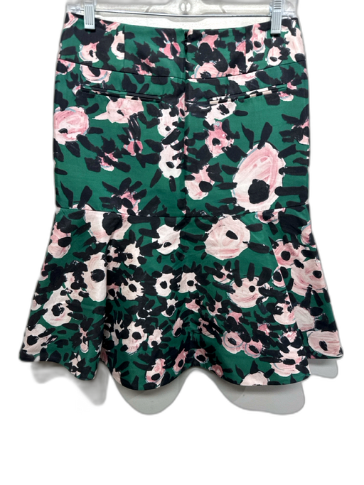 Marni Size 38 Green, Pink & Black Cotton Blend Paneled Spotted A Line Skirt Green, Pink & Black / 38