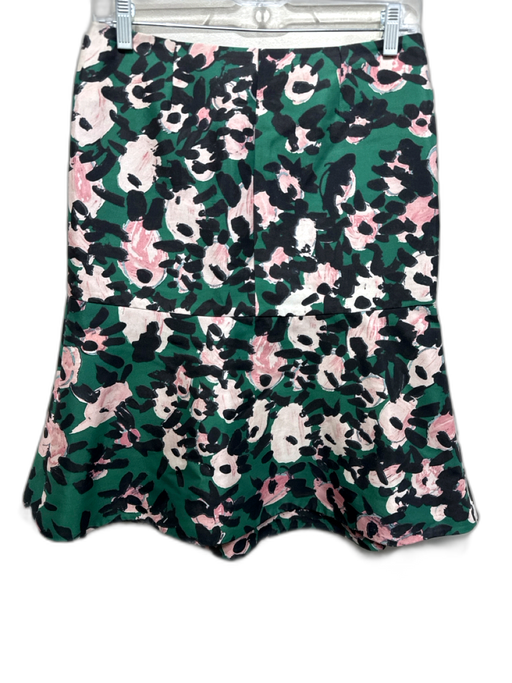 Marni Size 38 Green, Pink & Black Cotton Blend Paneled Spotted A Line Skirt Green, Pink & Black / 38