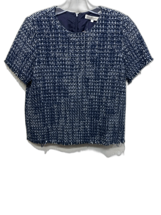 Ann Mashburn Size Small Cotton Blend Boucle Woven Short Sleeve Fringe hem Top Cotton Blend / Small