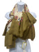 Sezane Green, Brown & Multi Wool Floral Frayed Trim scarf Green, Brown & Multi
