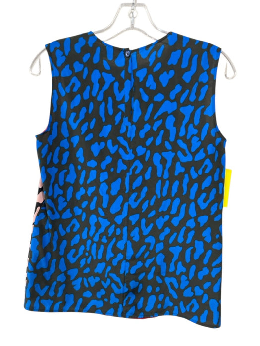 Diane Von Furstenberg Size XS Black, Pink & Blue Silk Abstract Animal Print Top Black, Pink & Blue / XS