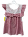 Mi Golondrina Size XS Red & White Cotton Striped Ruffle Cap Sleeve Square Top Red & White / XS