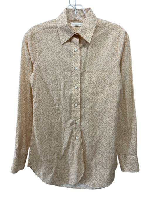 Ann Mashburn Size XS Yellow & Cream Cotton Long Sleeve Floral Button Down Top Yellow & Cream / XS