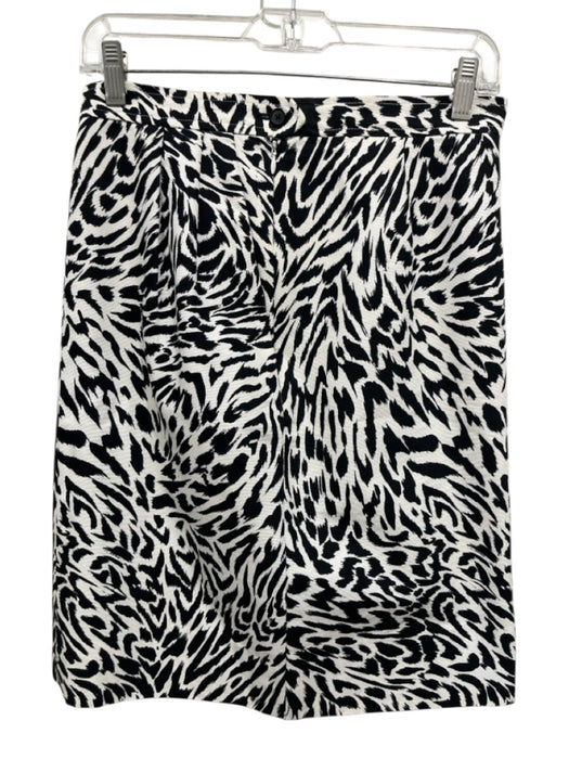 Yves Saint Laurent Size 36 Black & White Cotton Zebra Print High Waist Skirt Black & White / 36