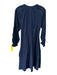 Julia Amory Size XS Navy Blue Cotton Long Sleeve Embroidered Flowers Midi Dress Navy Blue / XS