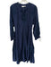 Julia Amory Size XS Navy Blue Cotton Long Sleeve Embroidered Flowers Midi Dress Navy Blue / XS
