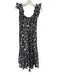 Ulla Johnson Size XS Black & Beige Cotton & Silk Floral Ruffle Straps Dress Black & Beige / XS