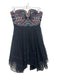 Free People Size 4 Black & Multi Cotton Sweetheart Neckline Mini Side Zip Dress Black & Multi / 4