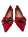 Anthropologie Shoe Size 8 Red & Blue Suede Pointed Toe Bow Plaid Flats Red & Blue / 8