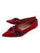 Anthropologie Shoe Size 8 Red & Blue Suede Pointed Toe Bow Plaid Flats Red & Blue / 8