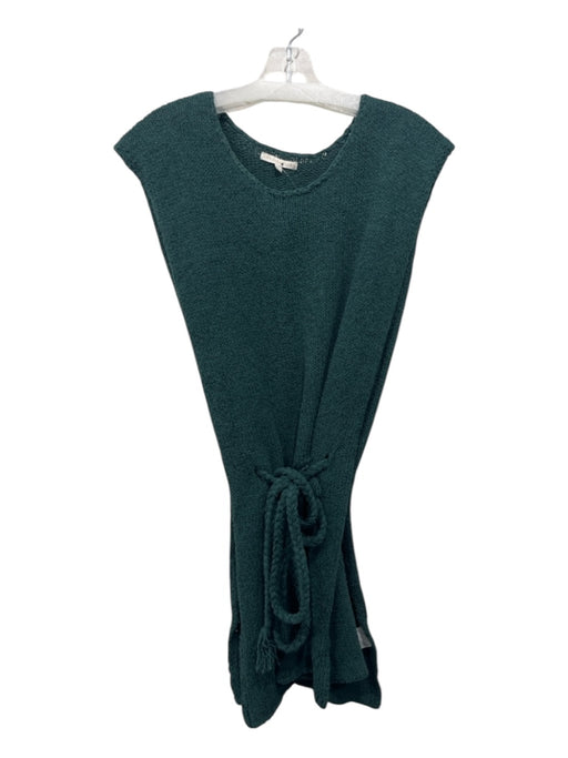 Ann Mashburn Size M Teal Green COTTON & LINEN Tunic Side Split Sleeveless Top Teal Green / M