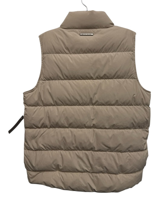 Brochu Walker Size Small Beige Polyester Snap Button Front Mock Neck Vest Beige / Small