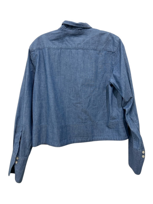 J Crew Size 4 Blue Cotton Button Down Long Sleeve Denim Crop Top Blue / 4