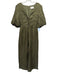 Sancia Size Est L Olive Green Cupro Blend Short Puff Sleeve Twist Front Jumpsuit Olive Green / Est L