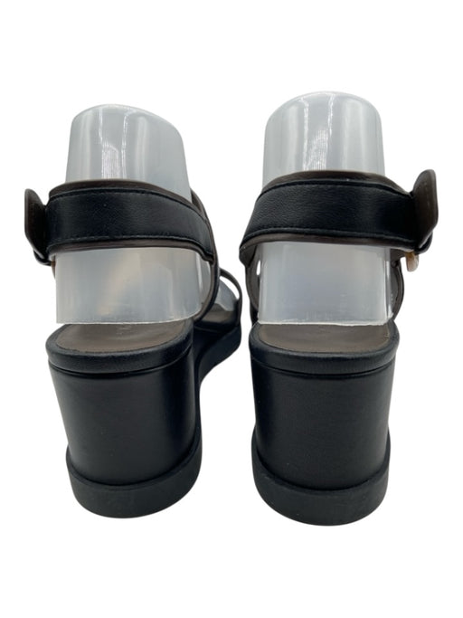 Vince Shoe Size 9 Black & Brown Leather Upper Wedge Ankle Strap Sandals Black & Brown / 9