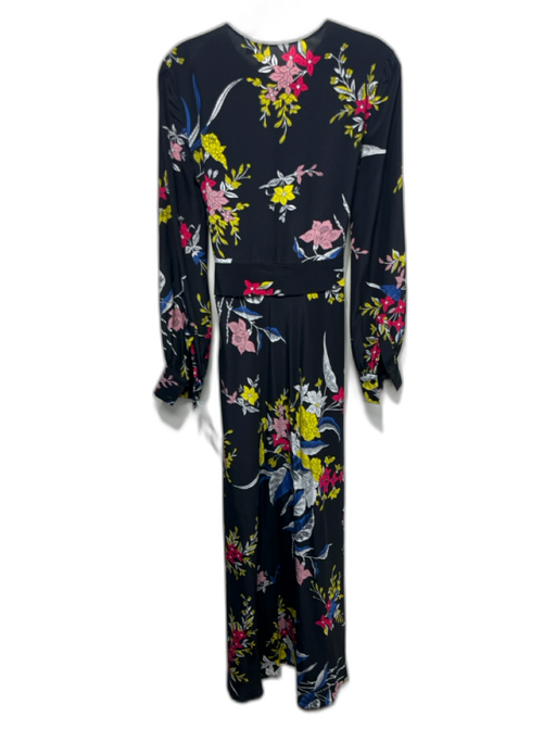 Diane Von Furstenberg Size 2 Black & Multi Long Sleeve Floral Long Sleeve Dress Black & Multi / 2