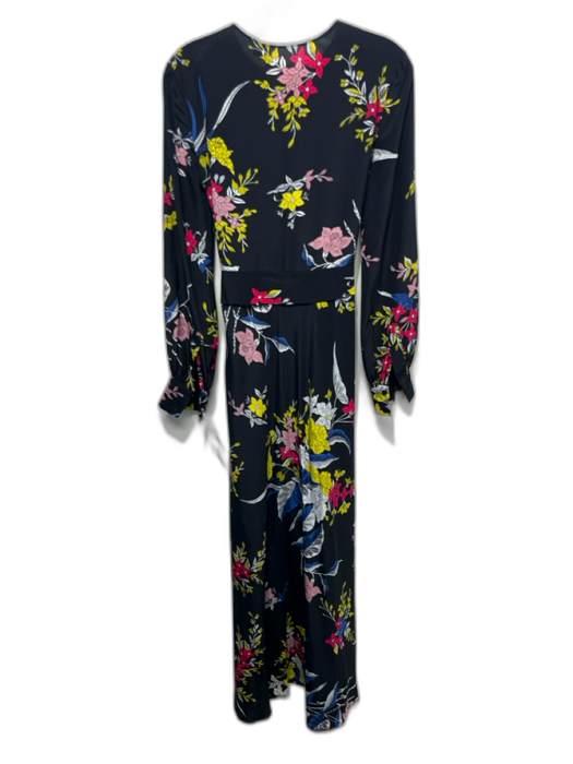Diane Von Furstenberg Size 2 Black & Multi Long Sleeve Floral Long Sleeve Dress Black & Multi / 2