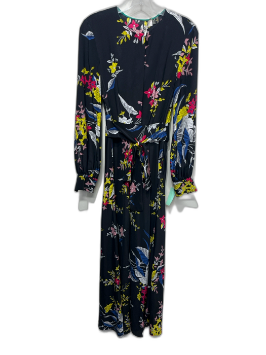Diane Von Furstenberg Size 2 Black & Multi Long Sleeve Floral Long Sleeve Dress Black & Multi / 2
