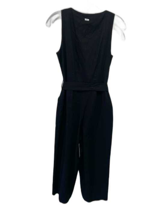 Barbour Size 4 Black Cotton & Linen Sleeveless Wide Leg Jumpsuit Black / 4