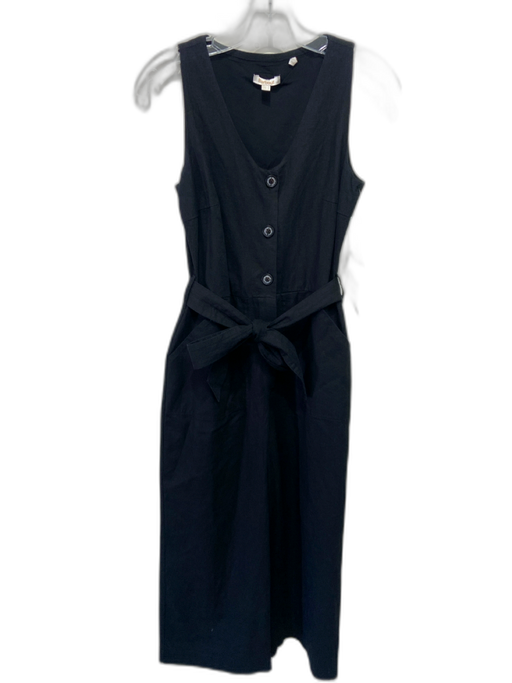 Barbour Size 4 Black Cotton & Linen Sleeveless Wide Leg Jumpsuit Black / 4