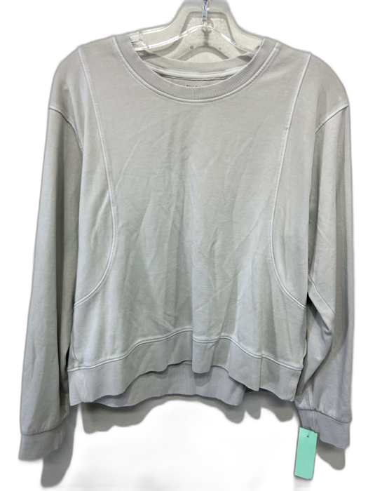 Athleta Size S Light Gray Cotton Long Sleeve Athletic Top Light Gray / S