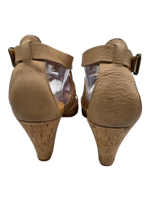 Kork-Ease Shoe Size 9 Brown Leather & Cork Wood Strappy Ankle Buckle Wedges Brown / 9