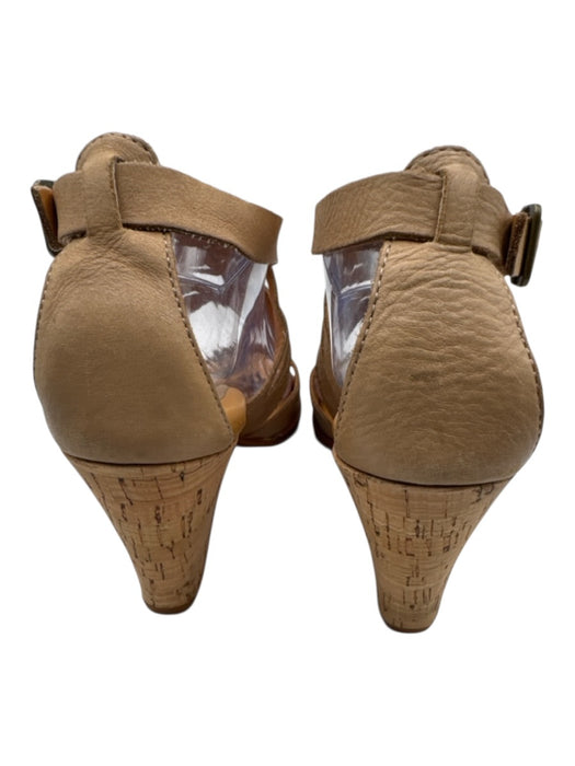 Kork-Ease Shoe Size 9 Brown Leather & Cork Wood Strappy Ankle Buckle Wedges Brown / 9