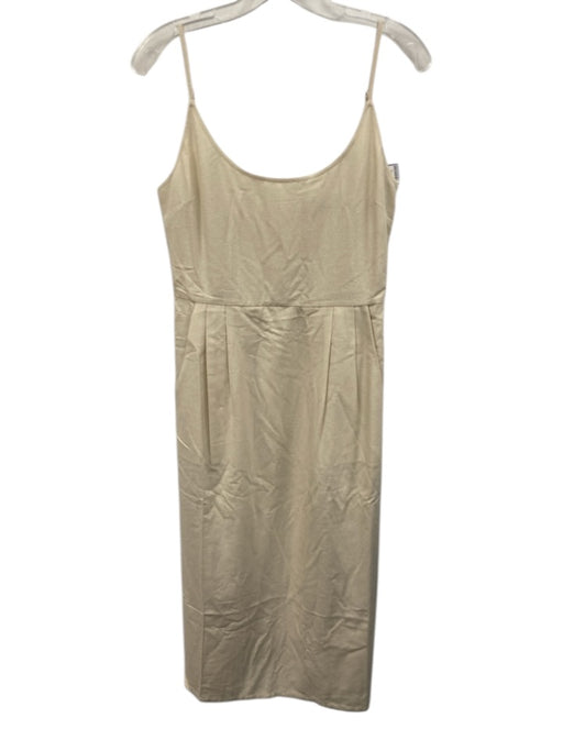 Jenni Kayne Size S Cream White Silk Spaghetti Strap Back Zip U Neck Dress Cream White / S