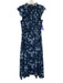 Sea New York Size 4 Blue Cotton Ruffle Collar & sleeve Back Zip Dress Blue / 4