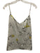 L'agence Size S Gray, Pink & Yellow Silk Spaghetti Strap V Neck Satin Top Gray, Pink & Yellow / S