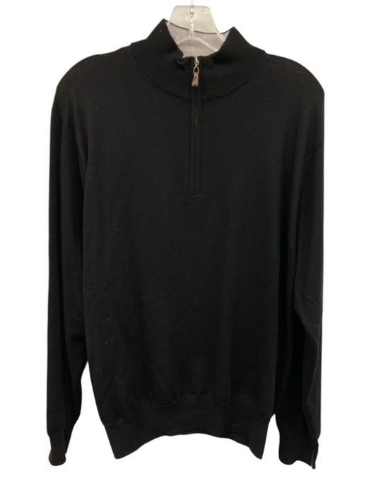Peter Millar Size M Black Wool Solid Quarter Zip Men's Sweater Black / M