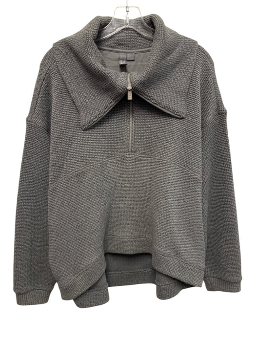 Sweaty Betty Size 6 Gray Cotton Blend Long Sleeve Knit Half Zip Sweater Gray / 6