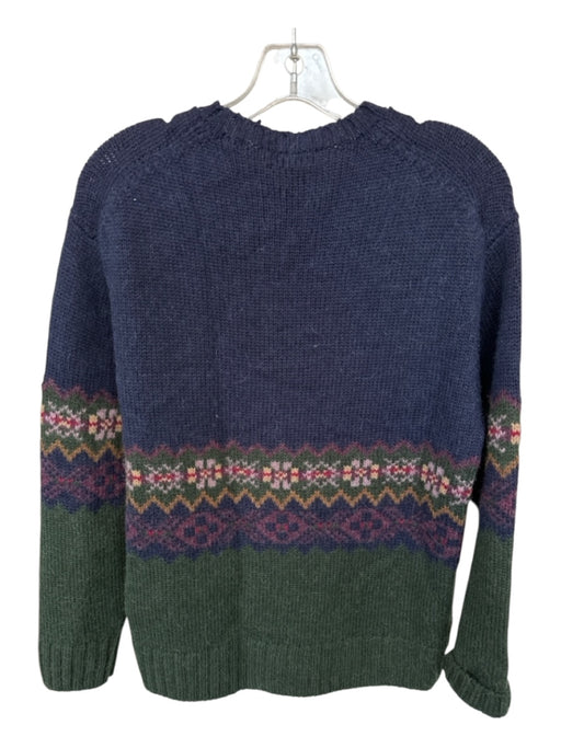 Polo Ralph Lauren Size M Navy & Green Wool & Alpaca Long Sleeve Horses Sweater Navy & Green / M