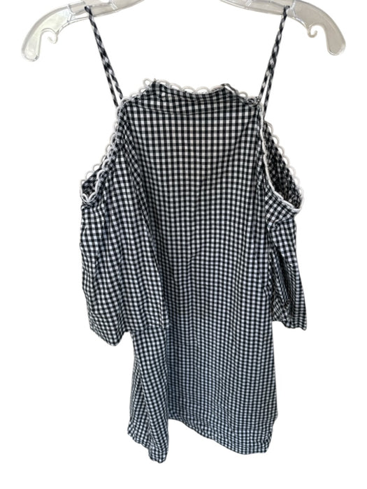 Christian Caliendo Size M White & Black Cotton Blend 3/4 Sleeve Gingham Dress White & Black / M