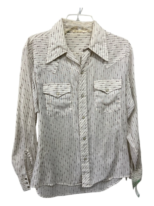 No Brand AS IS Size M White & Brown Cotton Blend Western Men's Long Sleeve Shirt M