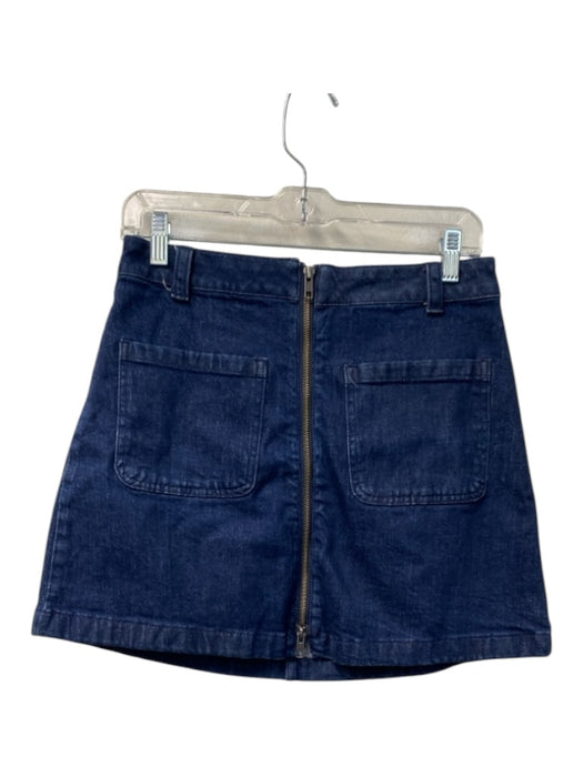 Madewell Size 28 Dark denim Cotton Front Zip Front Pocket Belt loops Mini Skirt Dark denim / 28