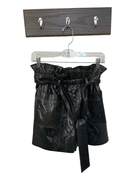 Blank NYC Size 27 Black Polyester Faux Snake Leather Paper Bag High Waist Shorts Black / 27