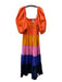 Farm for Anthropologie Size Large Orange, Pink, Blue Cotton V Neck Tiered Dress Orange, Pink, Blue / Large