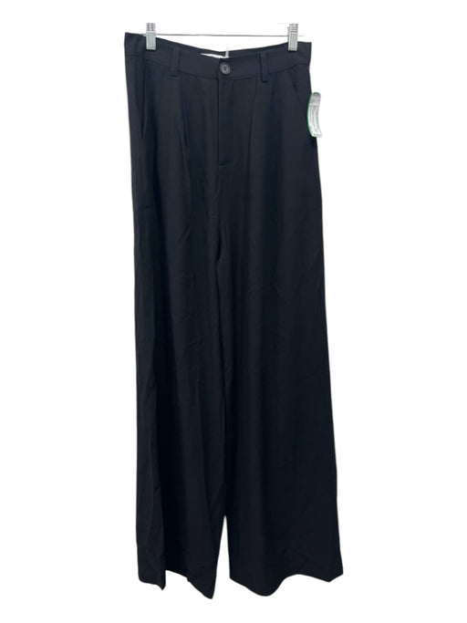 Nonchalant The Label Size L Black Rayon Rouched Pleated Wide Leg High Rise Pants Black / L