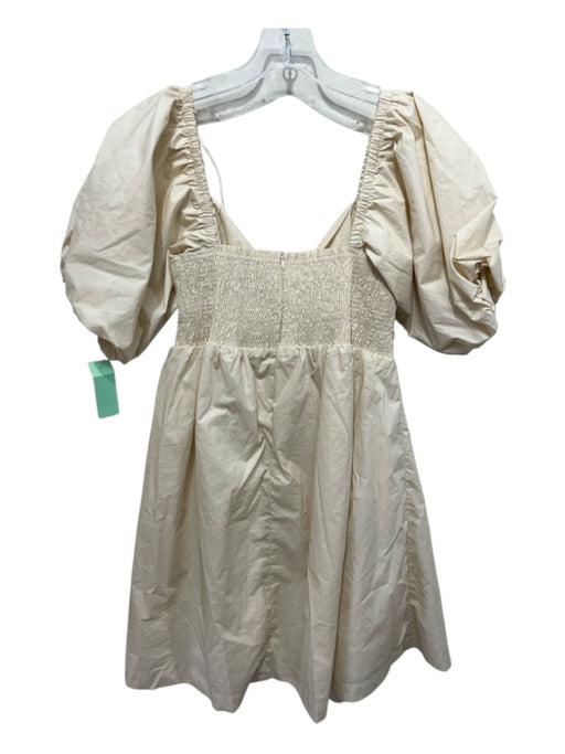 En Saison Size M Beige Cotton Smocked Back babydoll Twist Front Mini Dress Beige / M